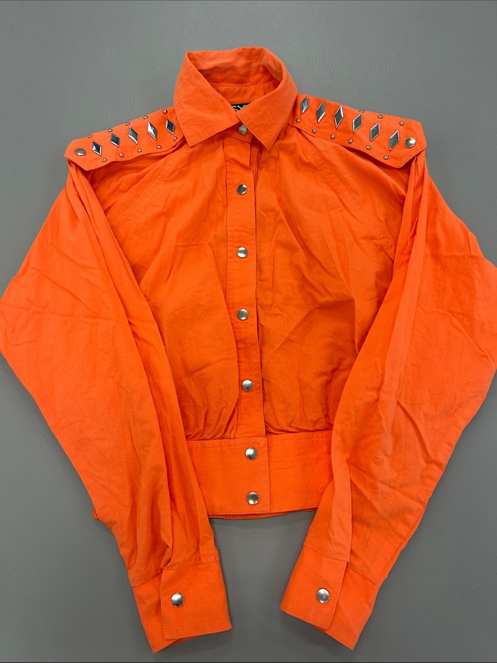 Incredible 80s Cotton Orange Stud-Detail Women's Jacket